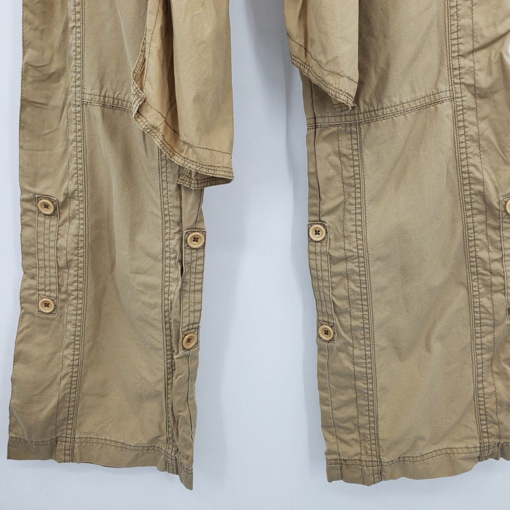 Vintage Abercrombie & Fitch Khaki Cargo Pants Tie Waist S Y2K Low Rise Wide Leg - Picture 14 of 14